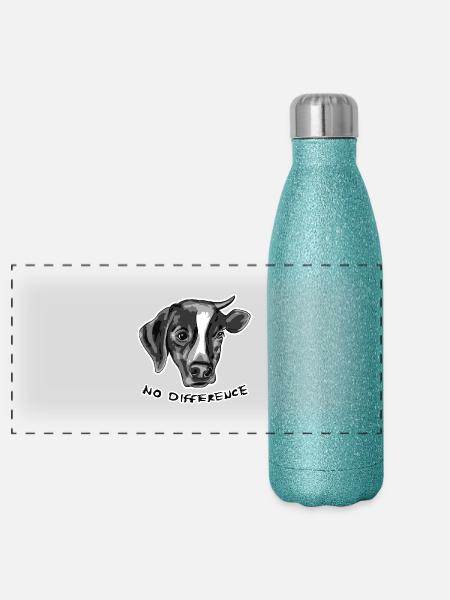 No Difference Between Dog and Cow - Panoramic Glitter Thermal Bottle 500 ml - blue glitter - Front