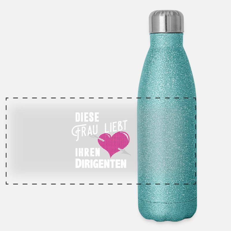 Diese Frau liebt ihren Dirigenten Panorama Glitzer Isolierflasche 500 ml