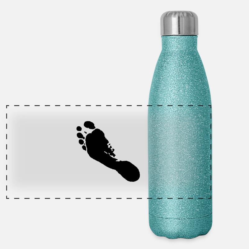 Barfuß links (Fußabdruck) / barefoot left ( Panorama Glitzer Isolierflasche 500 ml