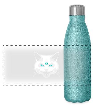 Third Eye Meow - Panoramic Glitter Thermal Bottle 500 ml - blue glitter - Front