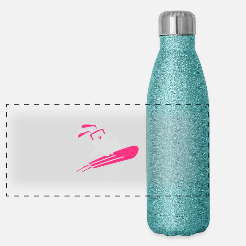 Schneehase - Ski - Snowboard - Wintersport 2C Panorama Glitzer Isolierflasche 500 ml
