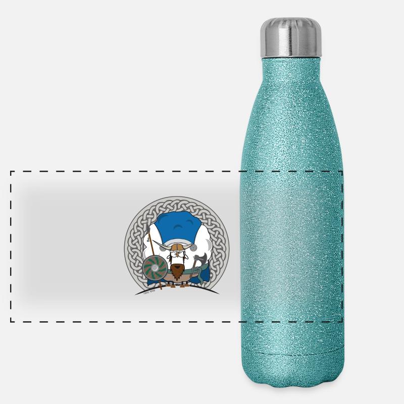 Sheep Marry Viking / Schaf Marry als Wikinger Panorama Glitzer Isolierflasche 500 ml