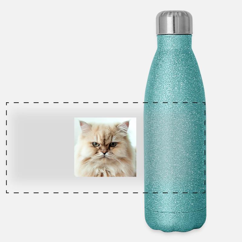 Portrait du chat persan Negan Gourde isotherme panoramique pailletée 500 ml