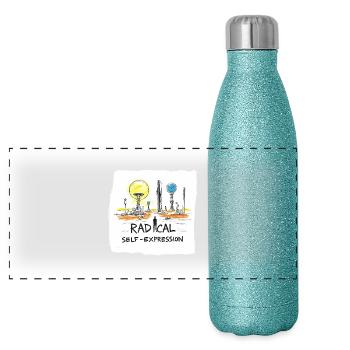 Radical self-portrayal - Panoramic Glitter Thermal Bottle 500 ml - blue glitter - Front