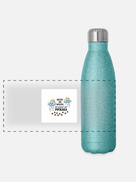 Wetterlage - Panorama Glitzer Isolierflasche 500 ml - Blau Glitzer - Vorne