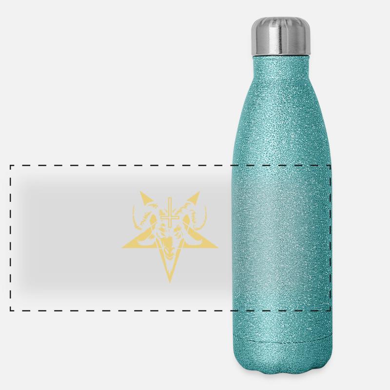 Goat Head with Pentagram (inverted) No.2_1c Panoramic Glitter Thermal Bottle 500 ml