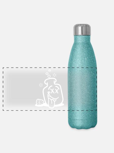 Betrunkene Flasche - Panorama Glitzer Isolierflasche 500 ml - Blau Glitzer