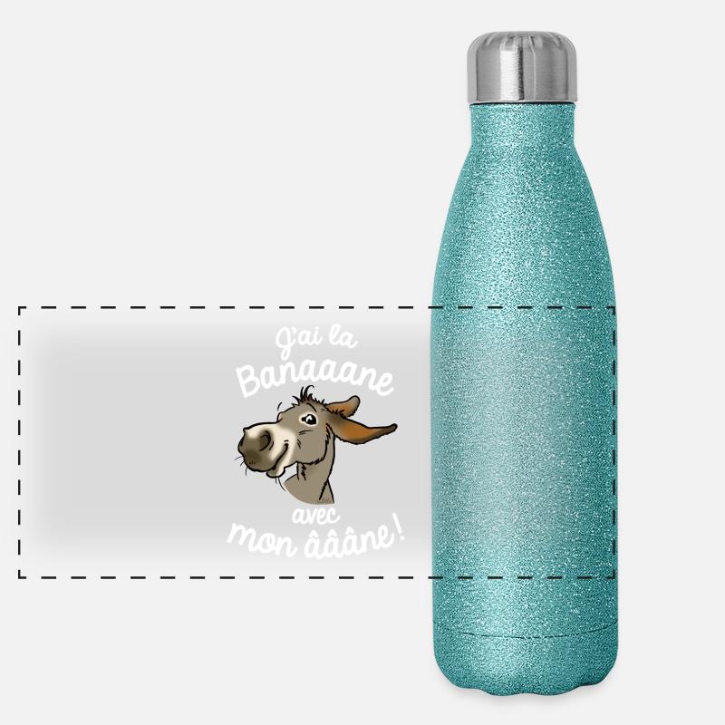 Ane I have banana! (gray-white text) Panoramic Glitter Thermal Bottle 500 ml