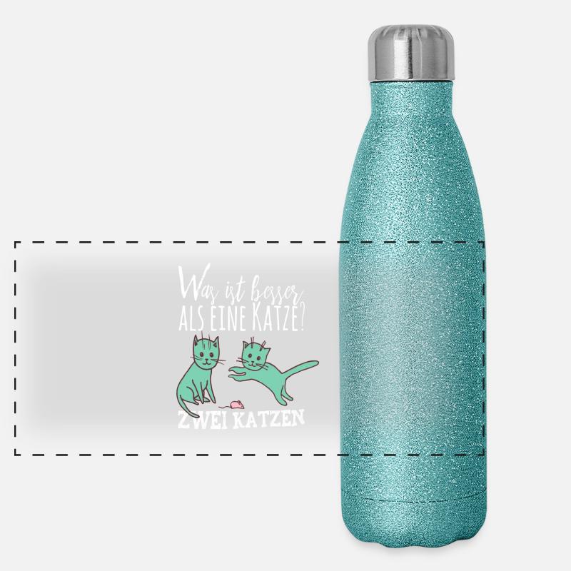 Was ist besser als eine Katze? Geschenk Panorama Glitzer Isolierflasche 500 ml