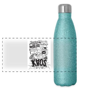 ChaosArtz - Gourde isotherme panoramique pailletée 500 ml - paillettes bleues - Devant