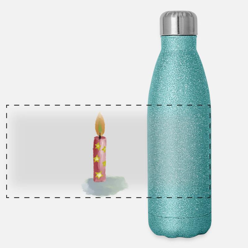 Handgezeichnete Geburtstagskerze mit Sternen Panorama Glitzer Isolierflasche 500 ml