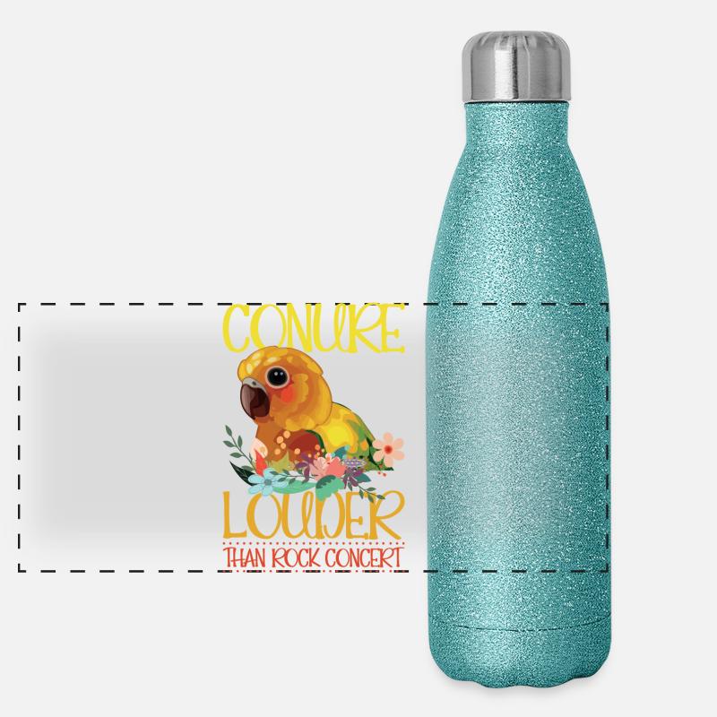 Sittich lauter als Rockkonzert Papagei Design Panorama Glitzer Isolierflasche 500 ml