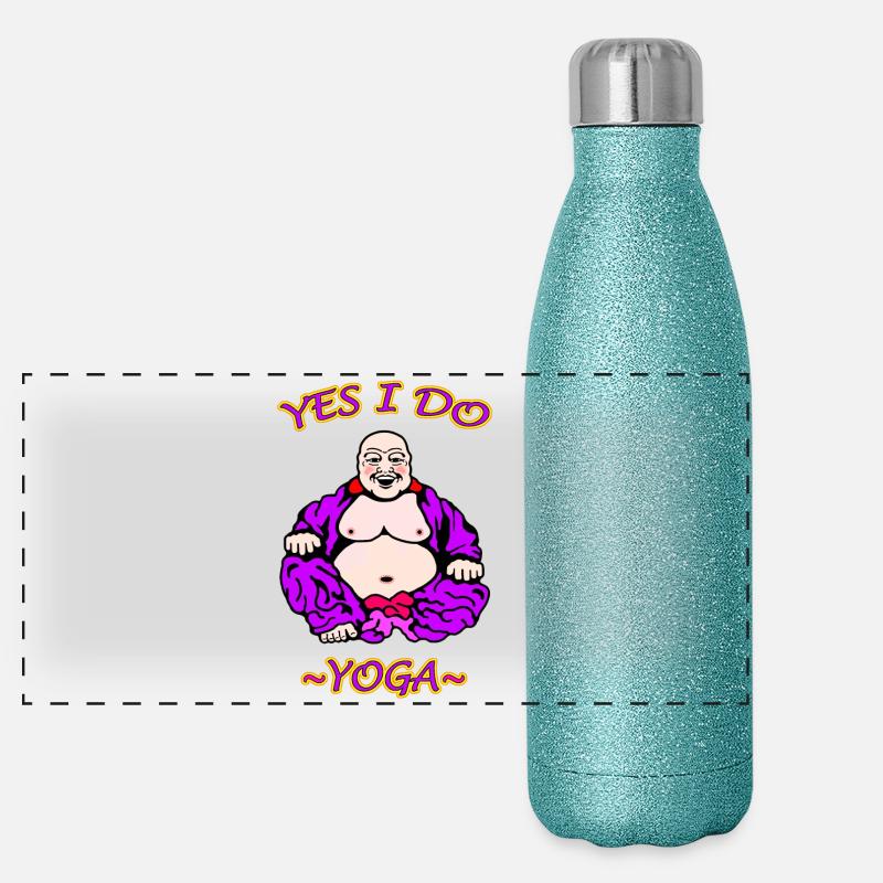 Humorous Yoga Illustration Panoramic Glitter Thermal Bottle 500 ml