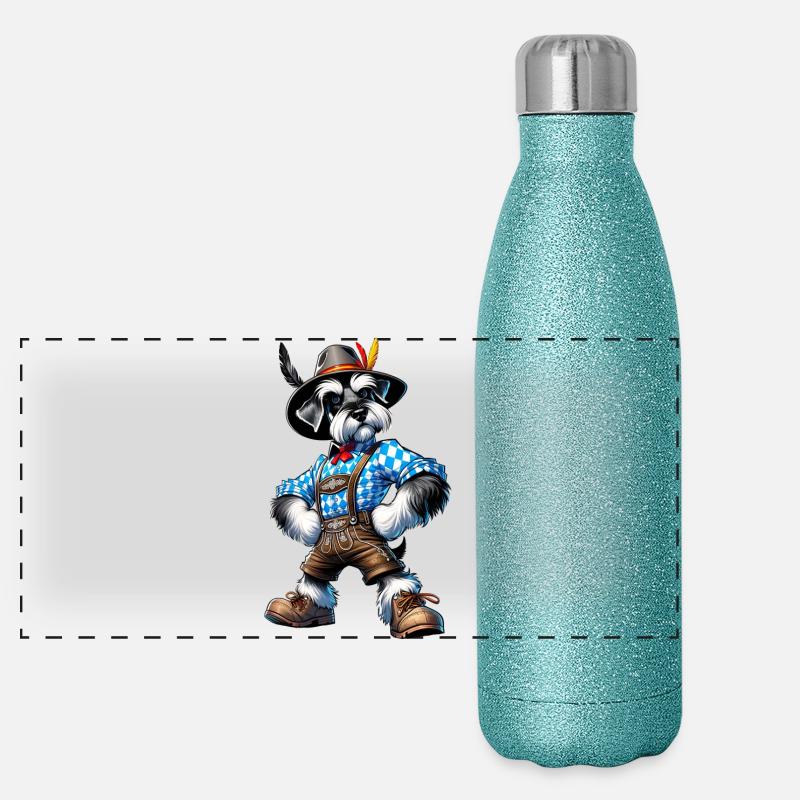 Schnauzer chien Bavière Gourde isotherme panoramique pailletée 500 ml