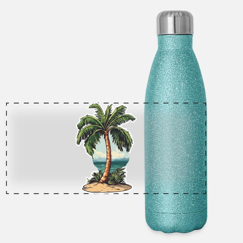 Palme Panorama Glitzer Isolierflasche 500 ml