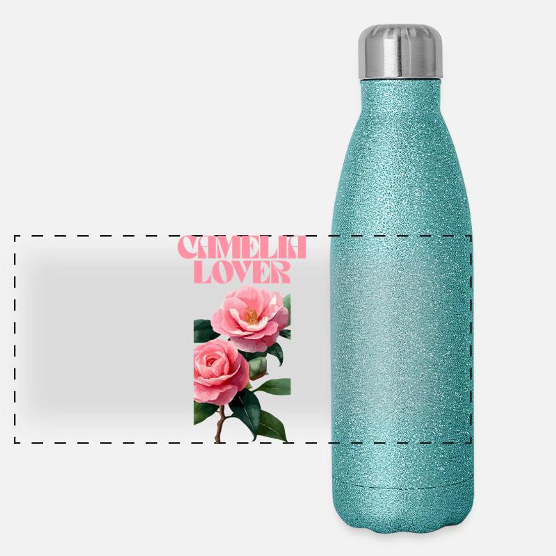 Camelia Lover Typographie florale Design Gourde isotherme panoramique pailletée 500 ml