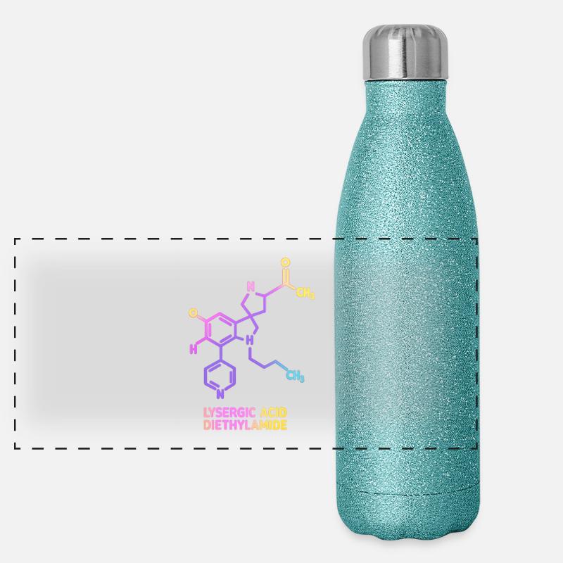 Psychedelic Molecular Art LSD Panoramic Glitter Thermal Bottle 500 ml