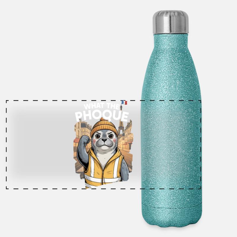 Was der Robben-Gelbwesten-Humor-Protest Panorama Glitzer Isolierflasche 500 ml