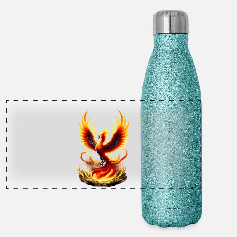 Vortex de Flamme Phénix de Feu Gourde isotherme panoramique pailletée 500 ml