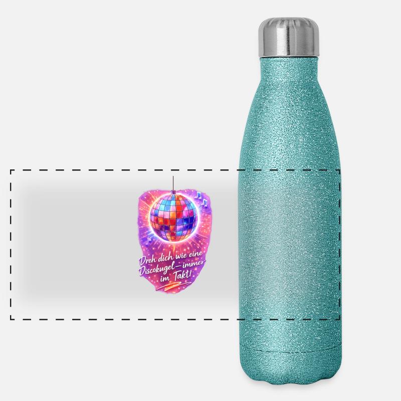 Dreh dich wie eine Discokugel Panorama Glitzer Isolierflasche 500 ml