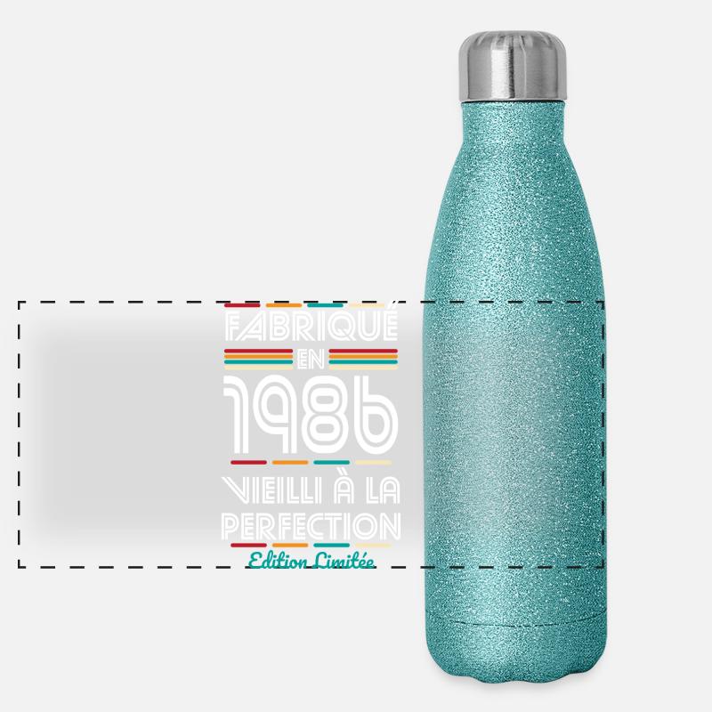 1986 – Made – Aged to perfection Panoramic Glitter Thermal Bottle 500 ml