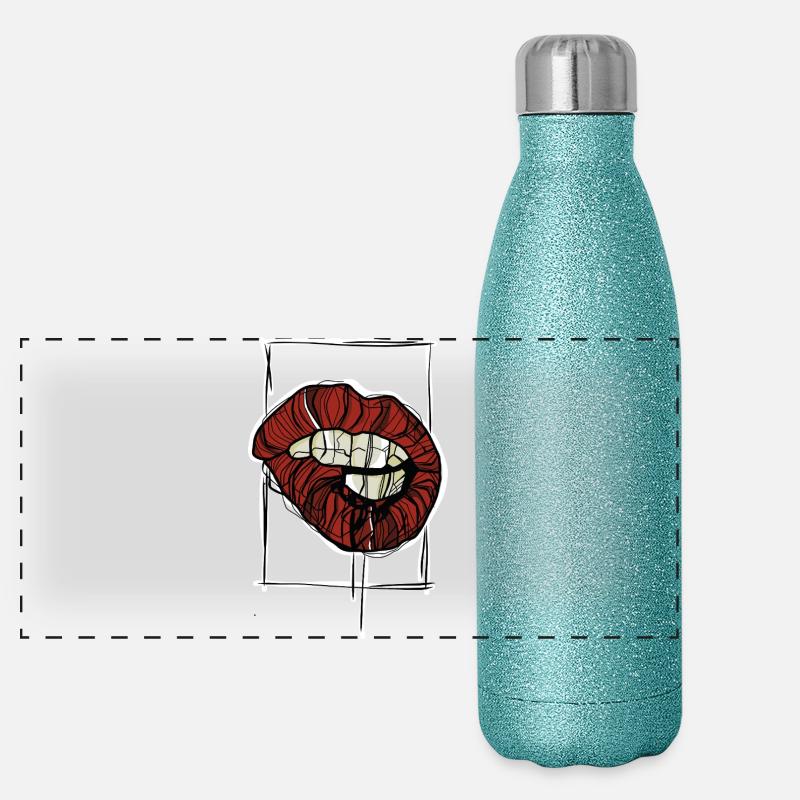 Red Lips Graphic Graphic Sketch Panoramic Glitter Thermal Bottle 500 ml