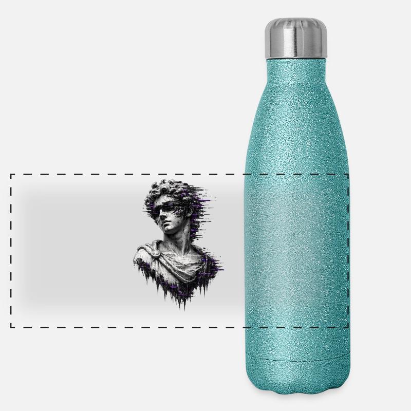 Lila Glitch Classic-Statue Panorama Glitzer Isolierflasche 500 ml
