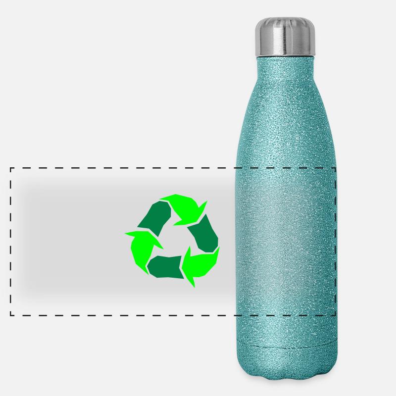 Recycling Symbol Grüne Pfeile Kreislauf Abfall Panorama Glitzer Isolierflasche 500 ml