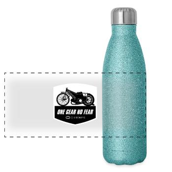 Speedway - one gear no fear - Gourde isotherme panoramique pailletée 500 ml - paillettes bleues - Devant