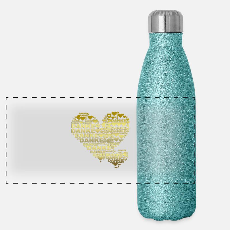 THANK YOU - Double Heart Panoramic Glitter Thermal Bottle 500 ml