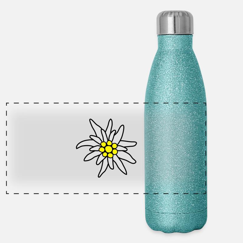 Blüte, Edelweiß Panorama Glitzer Isolierflasche 500 ml