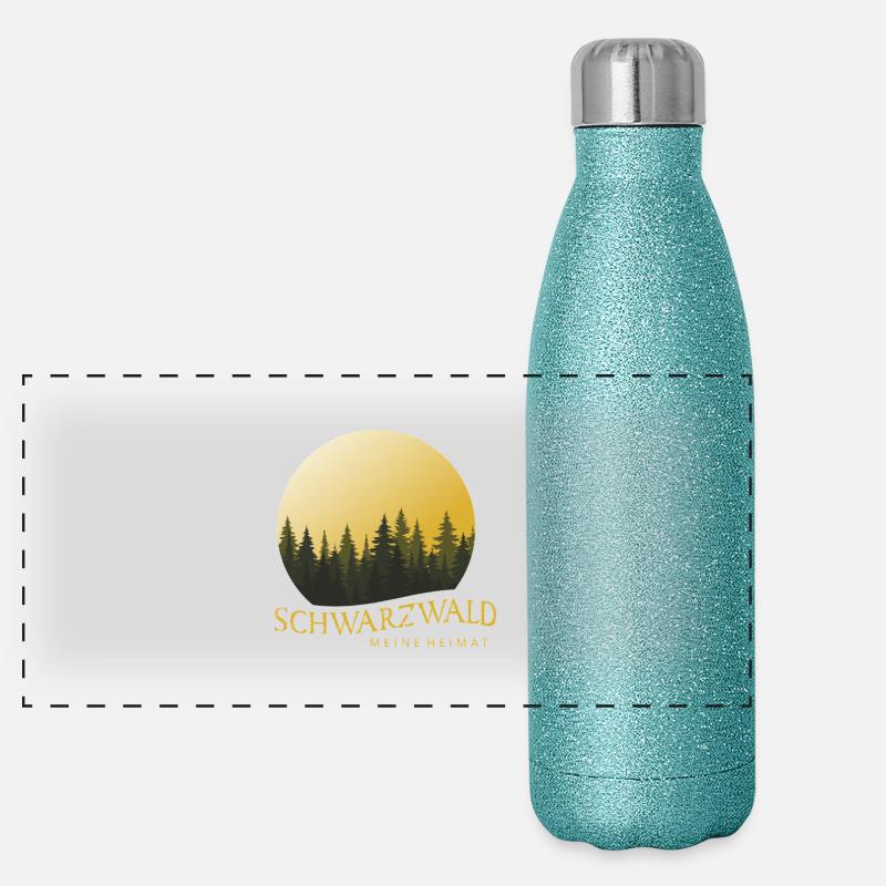 Forest Landscape Sunset Black Forest Panoramic Glitter Thermal Bottle 500 ml