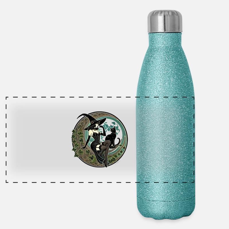Pin-up sorcière d’Halloween - Spooky Retro Glam Design Gourde isotherme panoramique pailletée 500 ml