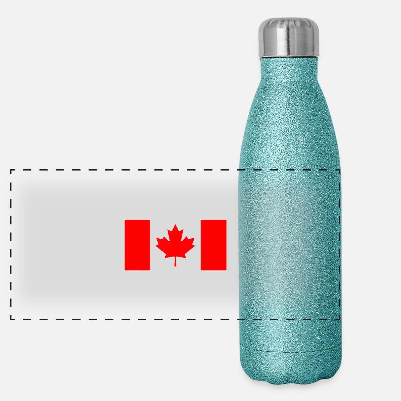 Drapeau Canadien Rouge Stylisé Gourde isotherme panoramique pailletée 500 ml