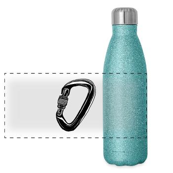 Kletter Karabiner - Kletter T-Shirt - Panorama Glitzer Isolierflasche 500 ml - Blau Glitzer - Vorne