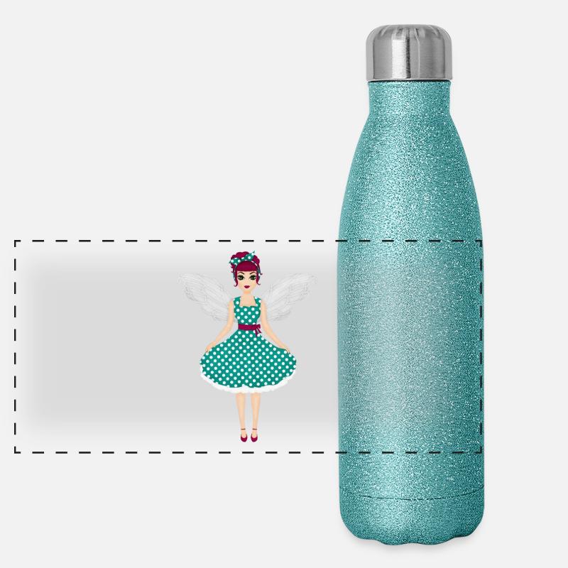 Rockabilly Fee Panorama Glitzer Isolierflasche 500 ml