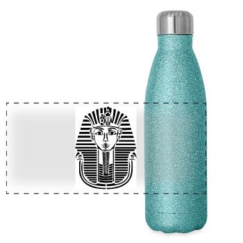 PHARAON - Gourde isotherme panoramique pailletée 500 ml - paillettes bleues - Devant
