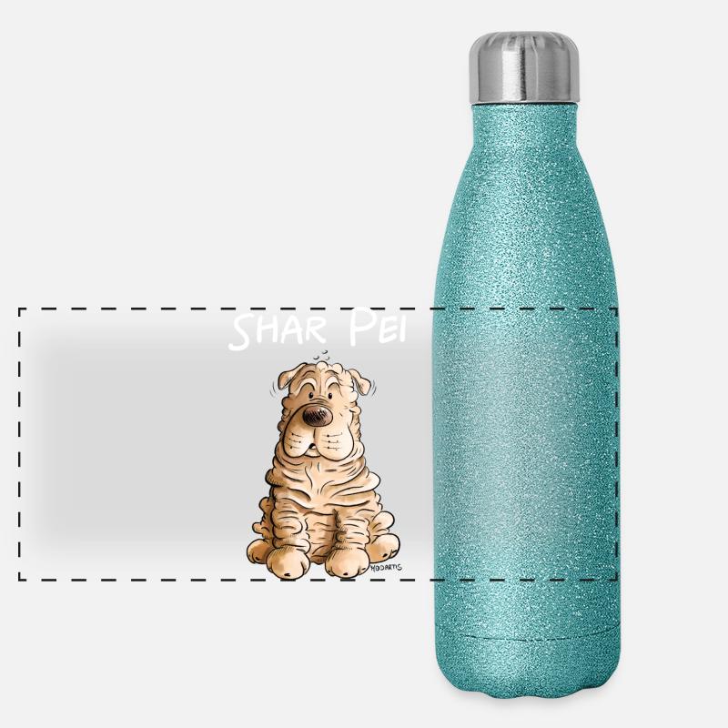 Happy Shar Pei I chien pliant Gourde isotherme panoramique pailletée 500 ml
