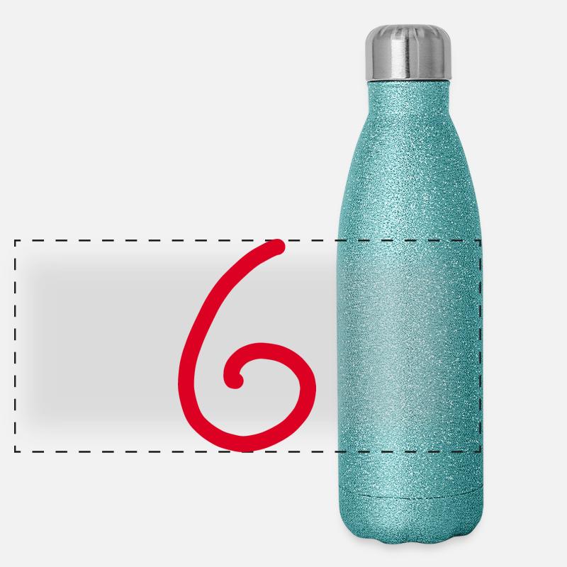 6 Numéro six numéro rouge Anniversaire Gourde isotherme panoramique pailletée 500 ml