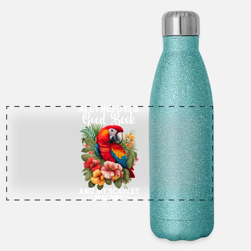 Scarlet Macaw's Design Panoramic Glitter Thermal Bottle 500 ml
