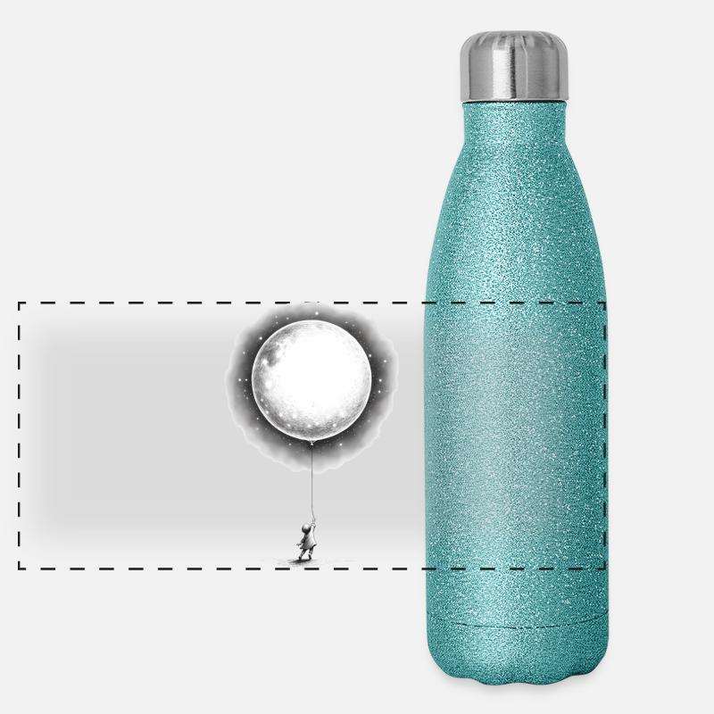 Child with Moon Balloon Panoramic Glitter Thermal Bottle 500 ml