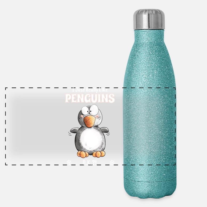 J’aime vraiment les pingouins Penguin Spruch Gourde isotherme panoramique pailletée 500 ml
