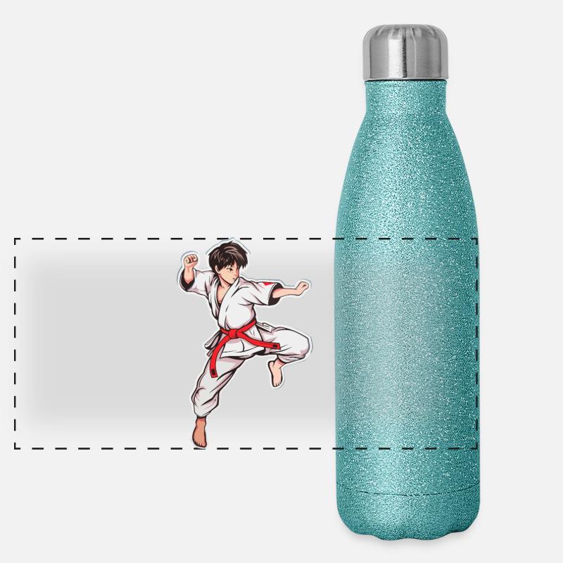 Karate Junge Panorama Glitzer Isolierflasche 500 ml