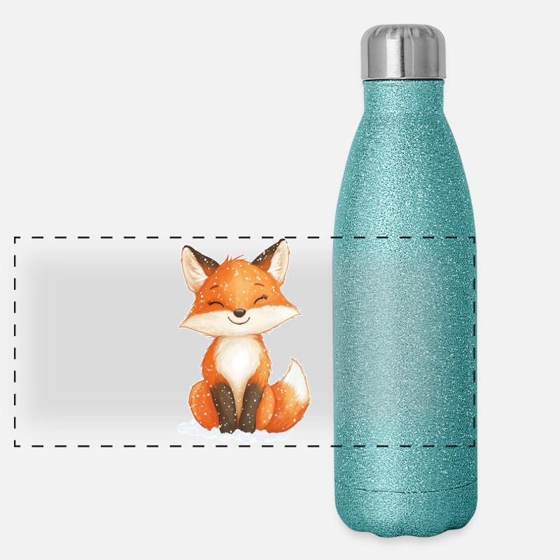 Fox winter motif Panoramic Glitter Thermal Bottle 500 ml