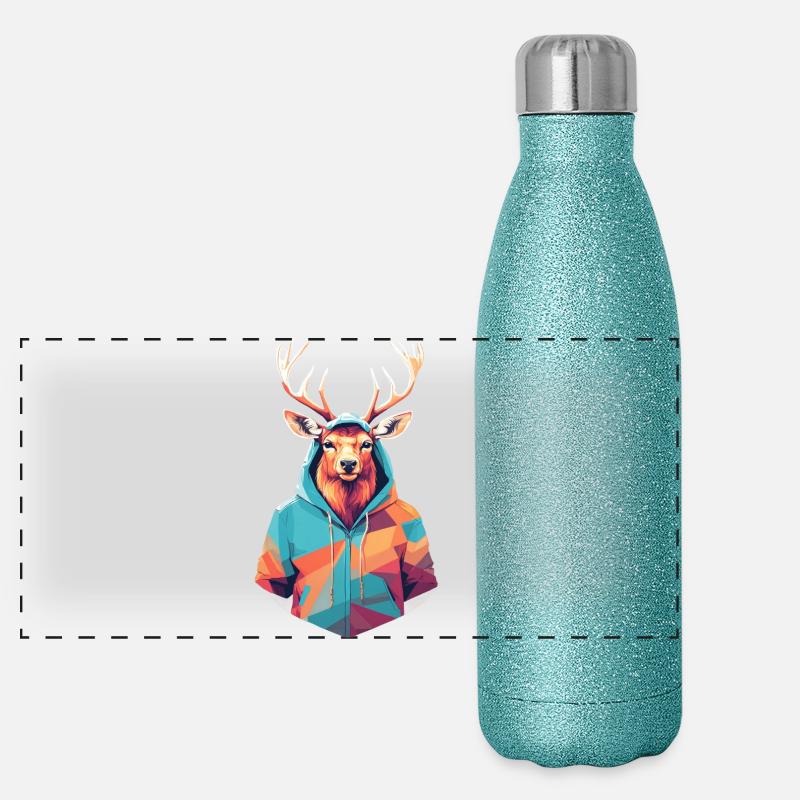 Cerf géométrique en sweat à capuche Gourde isotherme panoramique pailletée 500 ml