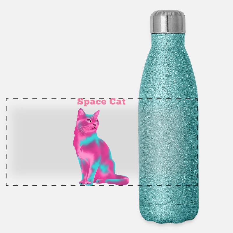 Chat de l’espace Gourde isotherme panoramique pailletée 500 ml