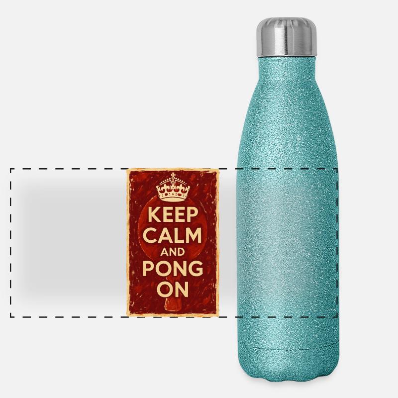Keep Calm and Pong On / Ping Gourde isotherme panoramique pailletée 500 ml