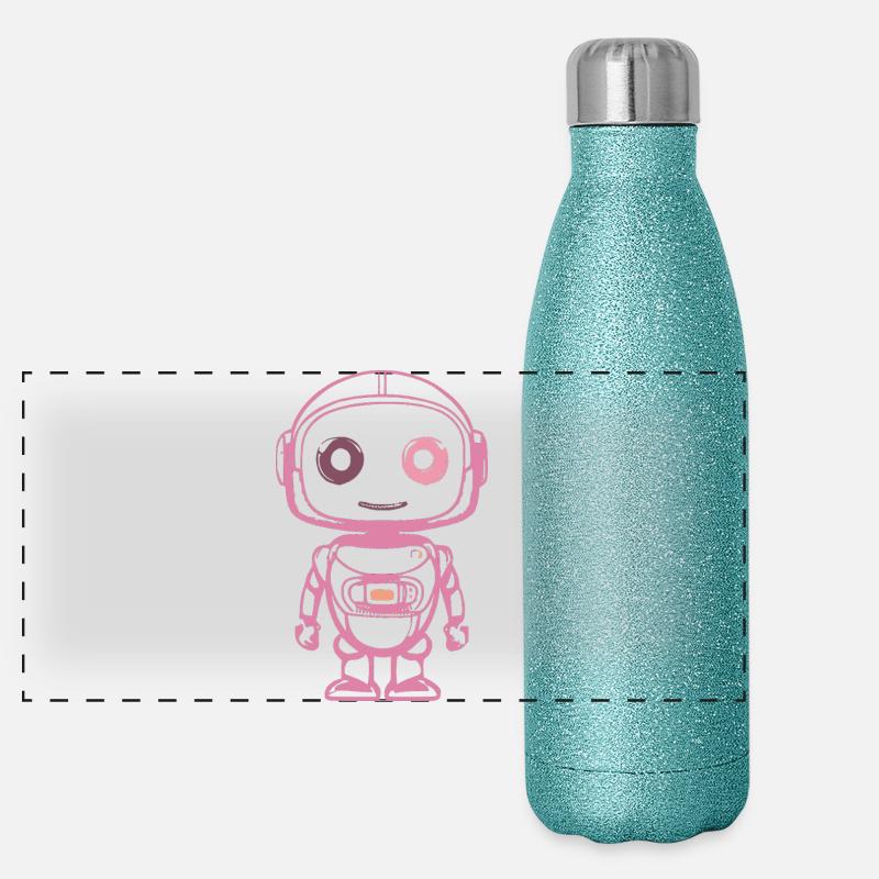 Illustration du robot spatial rose Gourde isotherme panoramique pailletée 500 ml