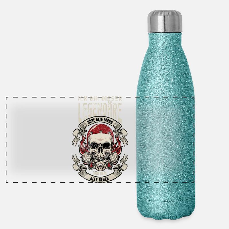 Ich bin der Legändere Böse alte Mann Panorama Glitzer Isolierflasche 500 ml