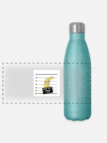 Banana - Gourde isotherme panoramique pailletée 500 ml - paillettes bleues - Devant